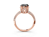 Rose gold Fancy Black Heart Cut Solitaire Split Shank Pave Diamond Engagement Ring with Four-Prong Setting_3