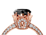 Rose gold Fancy Black Heart Cut Solitaire Split Shank Pave Diamond Engagement Ring with Four-Prong Setting_4