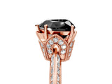 Rose gold Fancy Black Heart Cut Solitaire Split Shank Pave Diamond Engagement Ring with Four-Prong Setting_5
