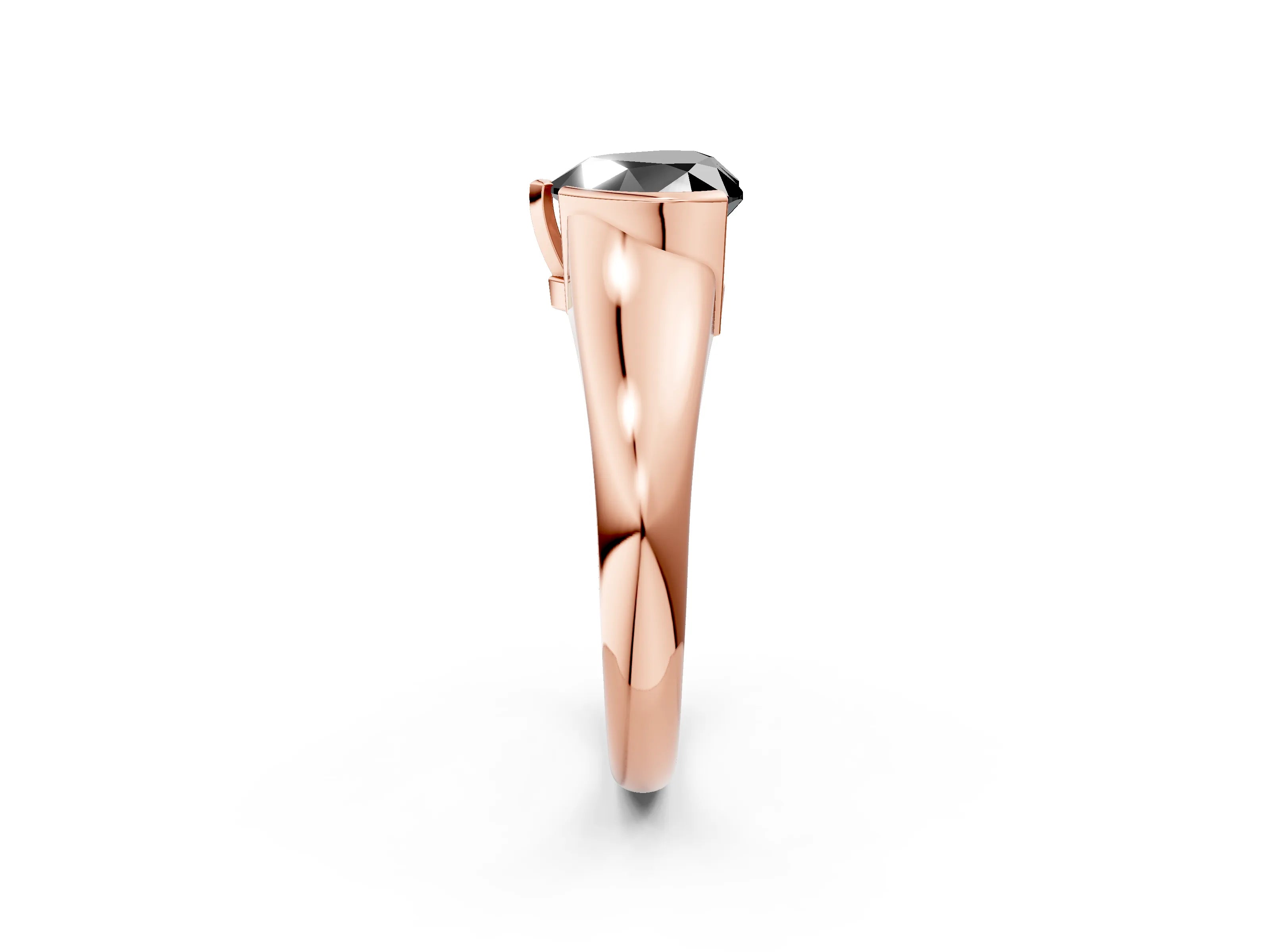 Rose gold Fancy Black Heart Cut Solitaire Tension Set Diamond Ring with Split Shank Band_2