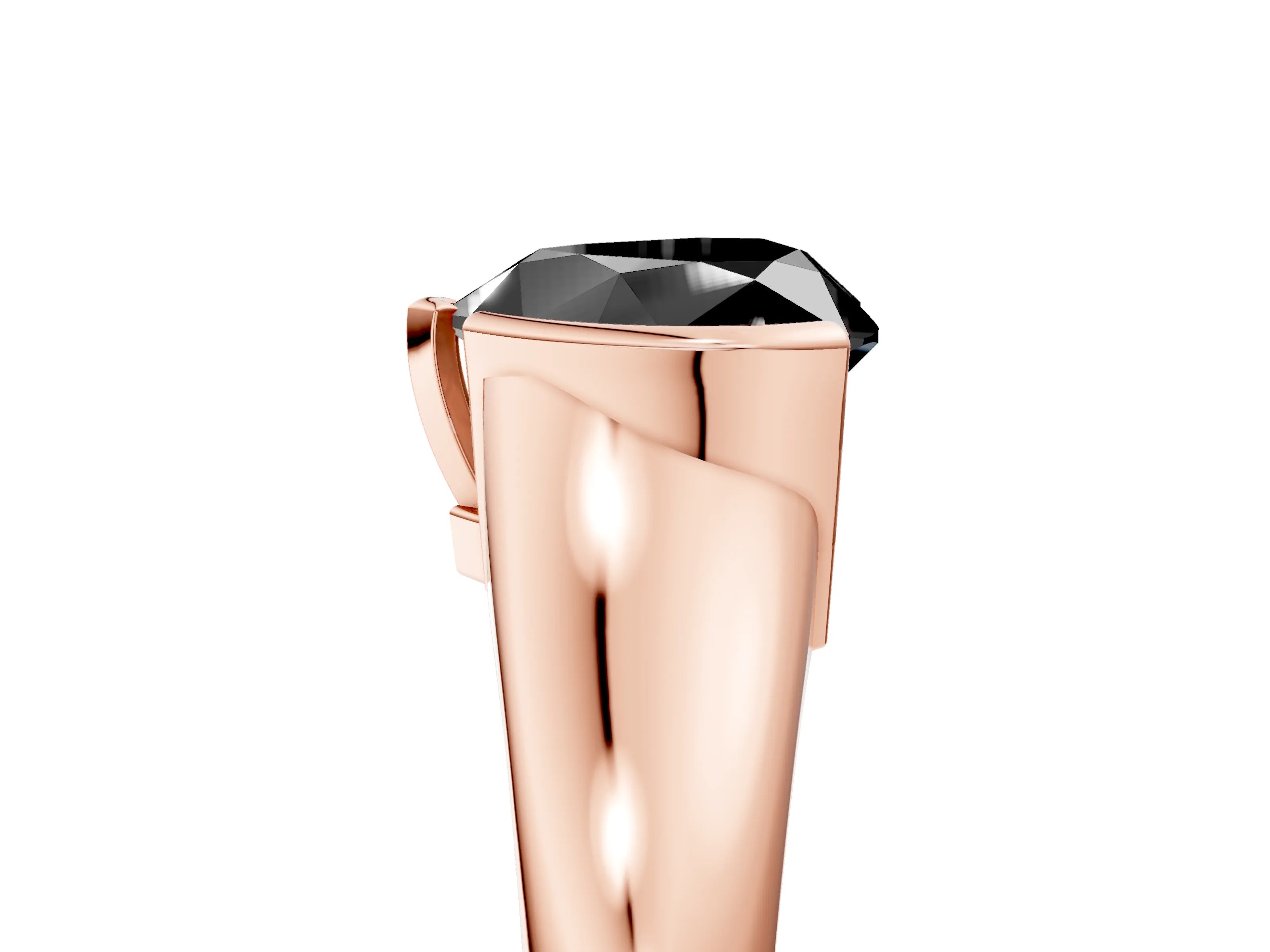 Rose gold Fancy Black Heart Cut Solitaire Tension Set Diamond Ring with Split Shank Band_5