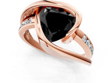 Rose gold Fancy Black Heart Cut Solitaire Tension-Set Diamond Split Shank Ring_13