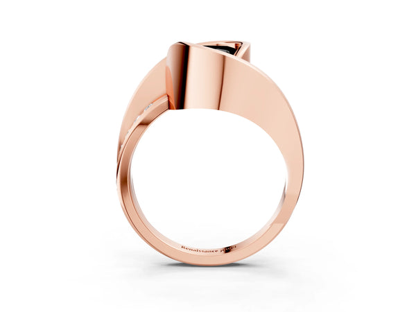 Rose gold Fancy Black Heart Cut Solitaire Tension-Set Diamond Split Shank Ring