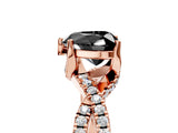 Rose gold Fancy Black Heart Cut Solitaire Twist Pave Diamond Engagement Ring with Prong Setting_29