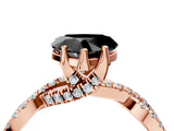 Rose gold Fancy Black Heart Cut Solitaire Twist Pave Diamond Engagement Ring with Prong Setting_4