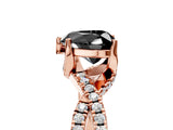 Rose gold Fancy Black Heart Cut Solitaire Twist Pave Diamond Engagement Ring with Prong Setting_5