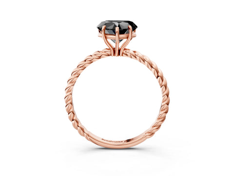 Rose gold Fancy Black Heart Cut Solitaire Twisted Band 4-Prong Ring_3