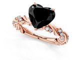 Rose gold Fancy Black Heart Cut Solitaire Twisted Band with Pavé Accents and Four-Prong Setting_1