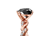 Rose gold Fancy Black Heart Cut Solitaire Twisted Band with Pavé Accents and Four-Prong Setting_5