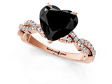Rose gold Fancy Black Heart Cut Solitaire Twisted Pave Band with Four-Prong Setting_4