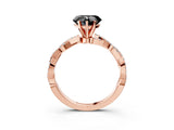Rose gold Fancy Black Heart Cut Solitaire Twisted Pave Band with Four-Prong Setting_6