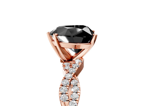 Rose gold Fancy Black Heart Cut Solitaire Twisted Pave Band with Four-Prong Setting_8