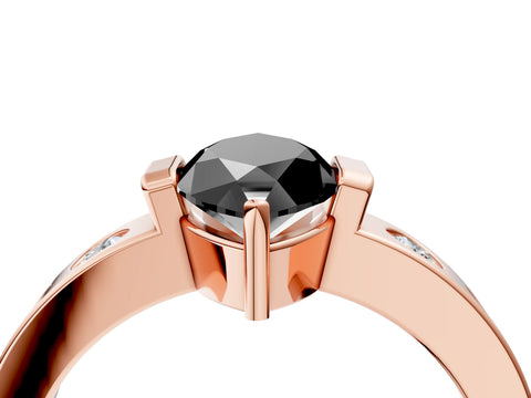Rose gold Fancy Black Marquise Cut Brilliant Channel-Set Diamond Ring with Bezel Prong Setting_4
