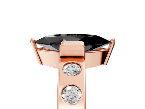 Rose gold Fancy Black Marquise Cut Brilliant Channel-Set Diamond Ring with Bezel Prong Setting_5