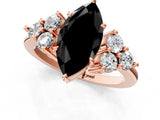 Rose gold Fancy Black Marquise Cut Brilliant Diamond Cluster Accent Solitaire Ring with Prong Setting_1