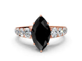 Rose gold Fancy Black Marquise Cut Brilliant Diamond Pavé Band with Six-Prong Setting
