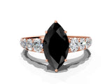 Rose gold Fancy Black Marquise Cut Brilliant Diamond Pavé Band with Six-Prong Setting_12