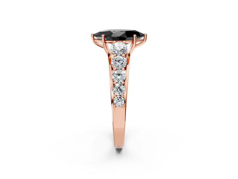 Rose gold Fancy Black Marquise Cut Brilliant Diamond Pavé Band with Six-Prong Setting_2