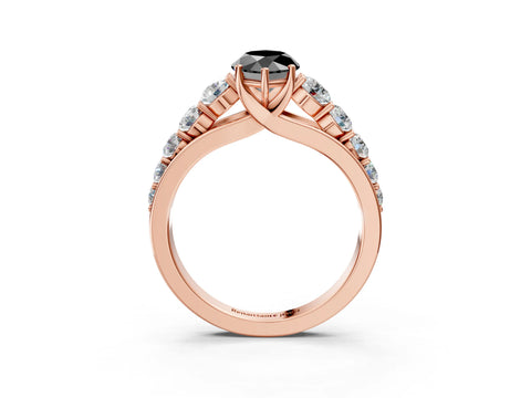 Rose gold Fancy Black Marquise Cut Brilliant Diamond Pavé Band with Six-Prong Setting_3