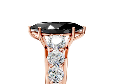 Rose gold Fancy Black Marquise Cut Brilliant Diamond Pavé Band with Six-Prong Setting_5