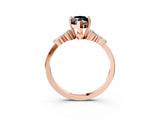 Rose gold Fancy Black Marquise Cut Brilliant Diamond Solitaire Ring with Pear Side Stones and Four-Prong Setting_6