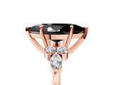 Rose gold Fancy Black Marquise Cut Brilliant Diamond Solitaire Ring with Pear Side Stones and Four-Prong Setting_8