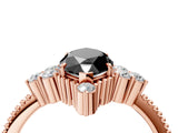 Rose gold Fancy Black Marquise Cut Brilliant Diamond with Cluster Setting on a Beaded Band and Four-Prong Setting_4