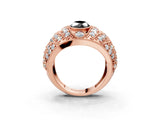 Rose gold Fancy Black Marquise Cut Brilliant Halo Pave Diamond Milgrain Ring_3
