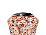 Rose gold Fancy Black Marquise Cut Brilliant Halo Pave Diamond Milgrain Ring_5