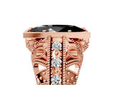 Rose gold Fancy Black Marquise Cut Brilliant Milgrain Filigree Diamond Ring with Square Prong Setting_11