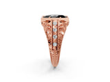 Rose gold Fancy Black Marquise Cut Brilliant Milgrain Filigree Diamond Ring with Square Prong Setting_14