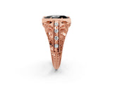Rose gold Fancy Black Marquise Cut Brilliant Milgrain Filigree Diamond Ring with Square Prong Setting_8