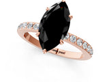 Rose gold Fancy Black Marquise Cut Brilliant Pavé Band Solitaire with Four-Prong Setting_1
