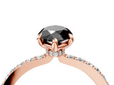 Rose gold Fancy Black Marquise Cut Brilliant Pavé Band Solitaire with Four-Prong Setting_4