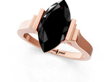 Rose gold Fancy Black Marquise Cut Brilliant Solitaire Diamond Ring with Channel Set Band and Bar Prong Setting_13