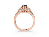 Rose gold Fancy Black Marquise Cut Brilliant Three-Stone Diamond Ring with Pavé Band and Four-Prong Setting_6