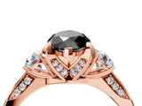 Rose gold Fancy Black Marquise Cut Brilliant Three-Stone Diamond Ring with Pavé Band and Four-Prong Setting_7