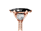 Rose gold Fancy Black Marquise Cut Brilliant Three-Stone Diamond Ring with Pavé Band and Four-Prong Setting_8