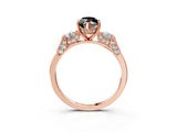 Rose gold Fancy Black Marquise Cut Brilliant Three-Stone Pave Band with Four-Prong Setting_3