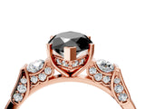 Rose gold Fancy Black Marquise Cut Brilliant Three-Stone Pave Band with Four-Prong Setting_4