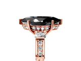 Rose gold Fancy Black Marquise Cut Brilliant Three-Stone Pave Band with Four-Prong Setting_5