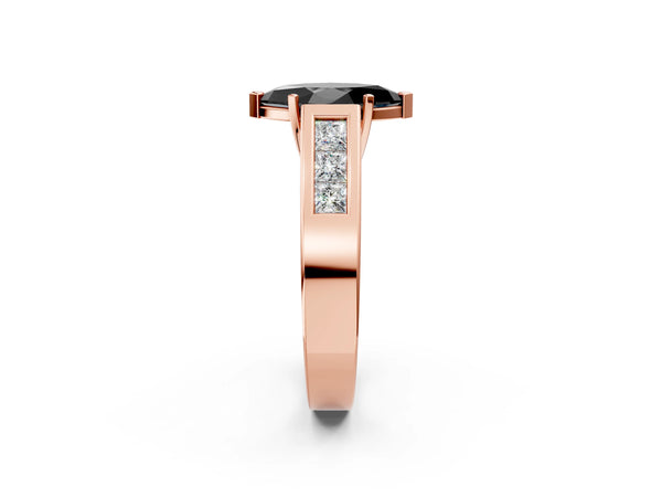 Rose Gold Marquise Channel Set Engagement Ring Setting for Black Center
