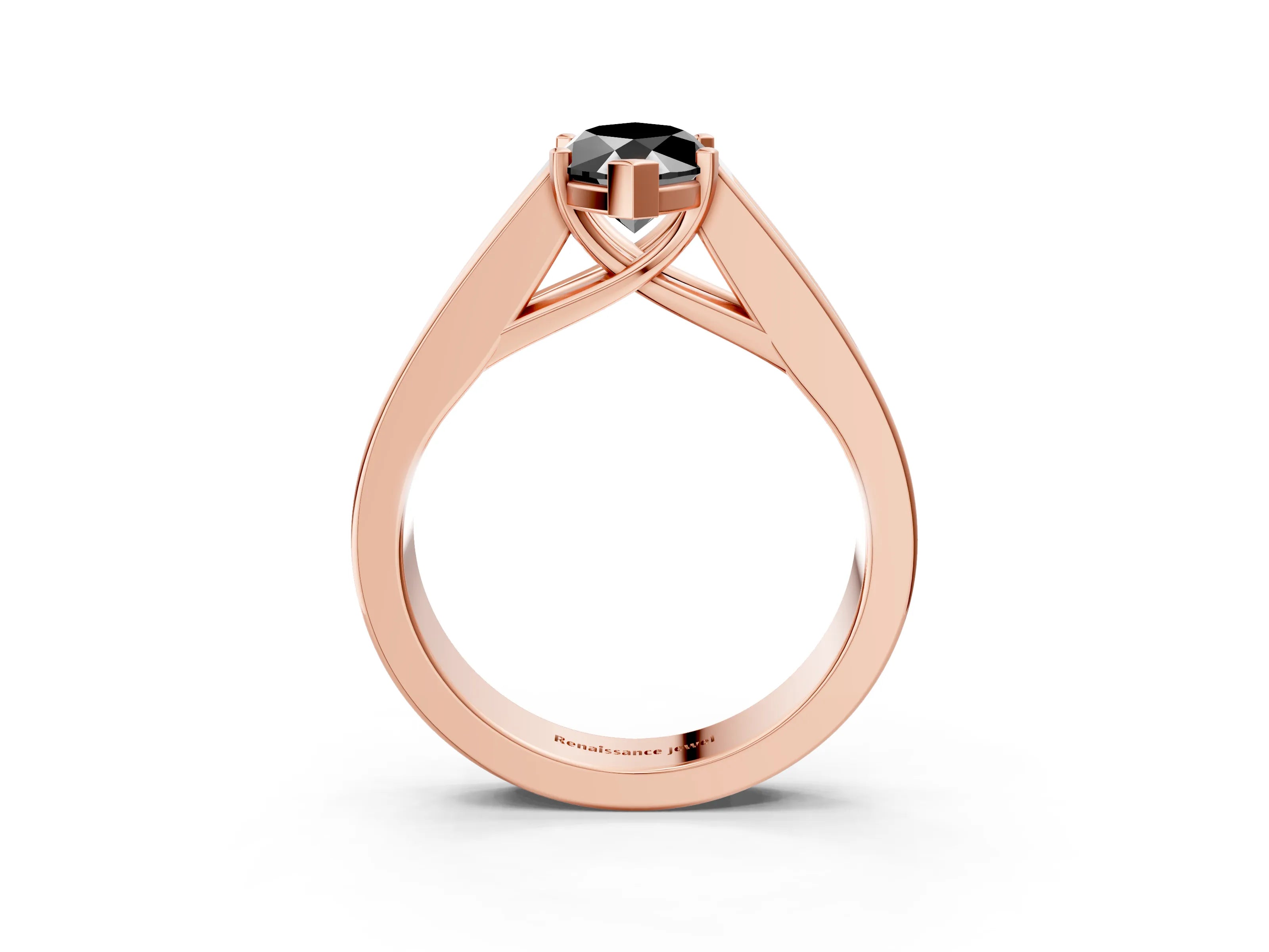 Rose gold Fancy Black Marquise Cut Cut Channel Set Solitaire Ring with Four-Prong Setting_3