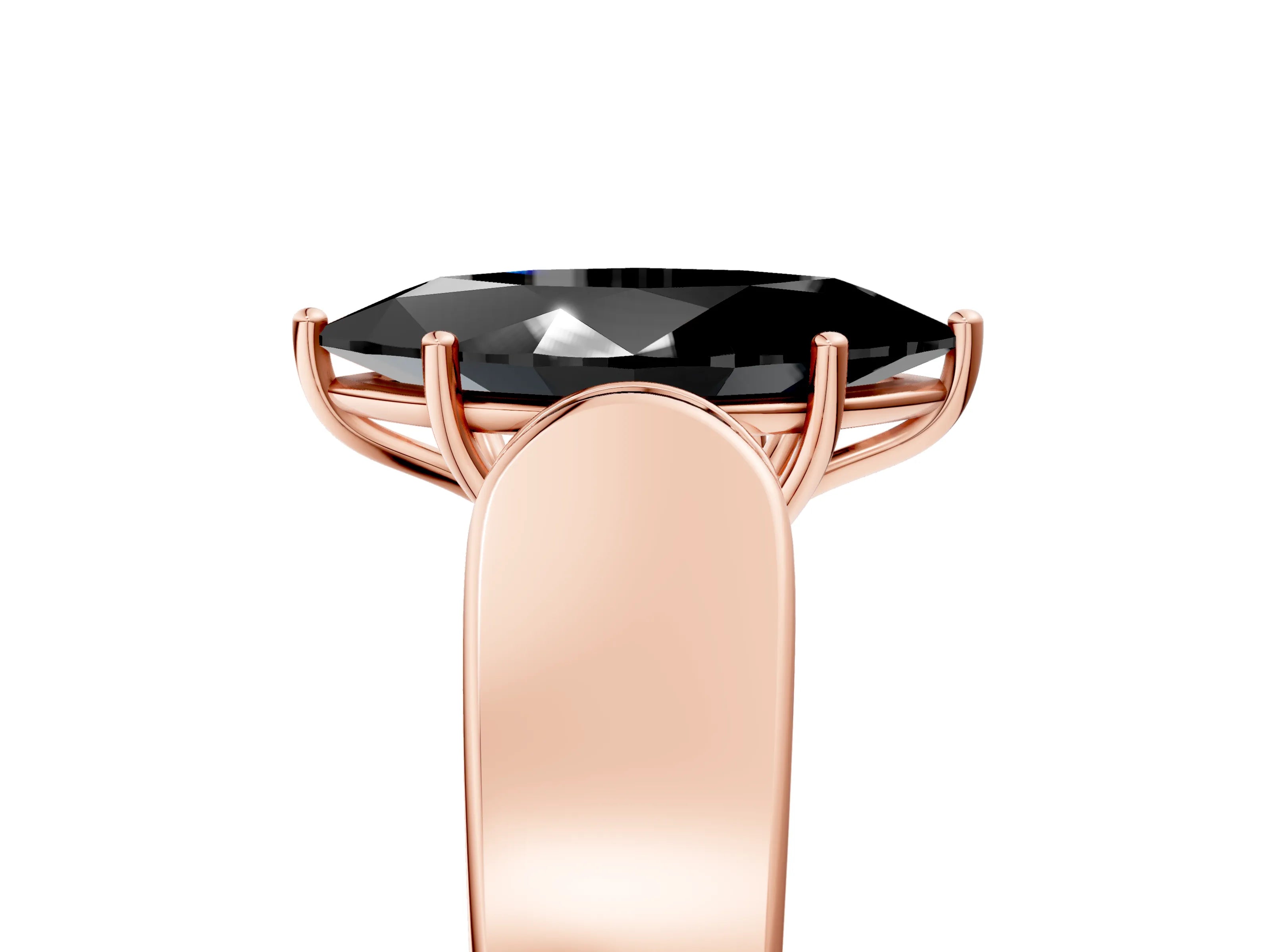 Rose gold Fancy Black Marquise Cut Cut Diamond Channel Set Solitaire Ring with Four-Prong Setting_5