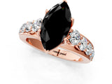 Rose gold Fancy Black Marquise Cut Cut Diamond Engagement Ring with Pavé Band and Four-Prong Setting_1