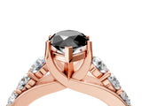 Rose gold Fancy Black Marquise Cut Cut Diamond Engagement Ring with Pavé Band and Four-Prong Setting_4