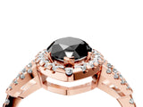 Rose gold Fancy Black Marquise Cut Cut Diamond Halo Engagement Ring with Open Split Pavé Band_4