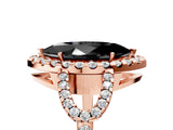 Rose gold Fancy Black Marquise Cut Cut Diamond Halo Engagement Ring with Open Split Pavé Band_5