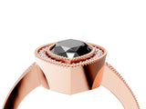 Rose gold Fancy Black Marquise Cut-Cut Diamond Halo Engagement Ring with Pave Band and Prong Setting_4