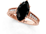 Rose gold Fancy Black Marquise Cut Cut Diamond Milgrain Pave Band Four-Prong Setting Ring_4